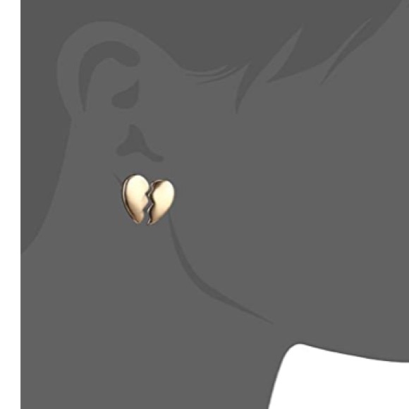 Betsey Johnson Breaking Heart Stud Earrings, Gold Tone, Pink - Picture 3 of 5